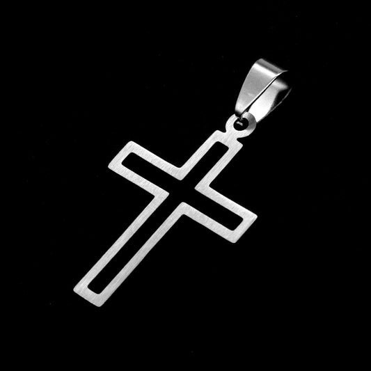 Cadena Clásica con Cruz Outline SILVER