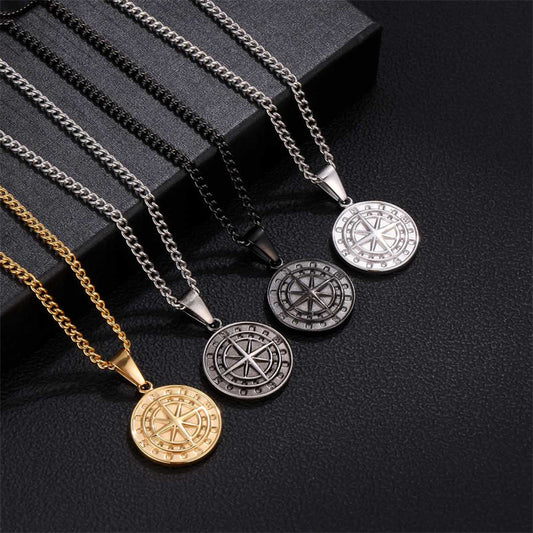Cadena Clásica con Dije Brújula BLACK