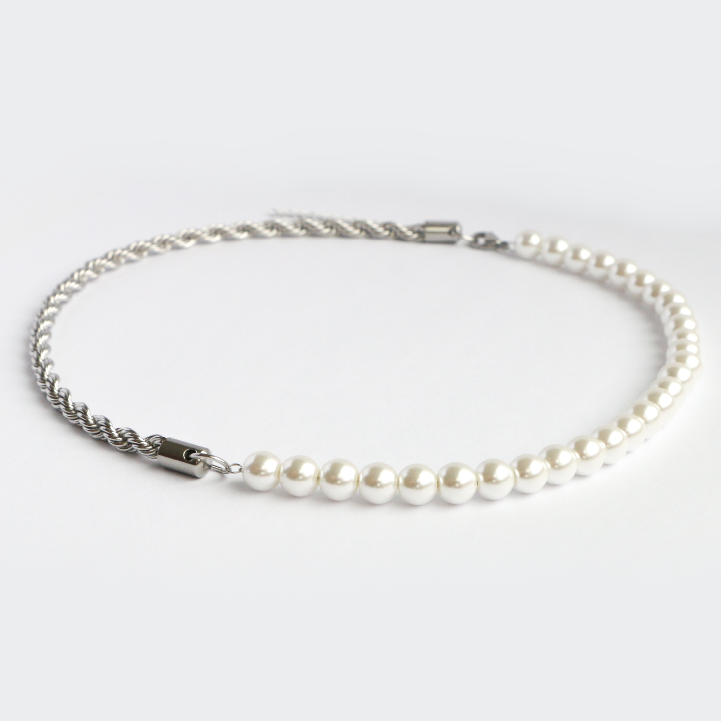 Collar Especial Rope + Perlas Silver