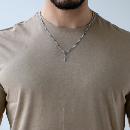Cadena Clásica con Cruz (Pequeña) SILVER