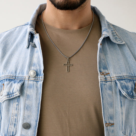 Cadena Box con Cruz Outline SILVER