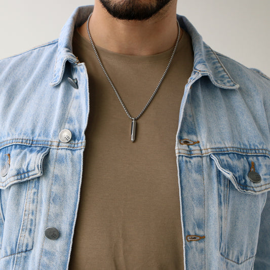 Cadena Box con Dije Bullet SILVER