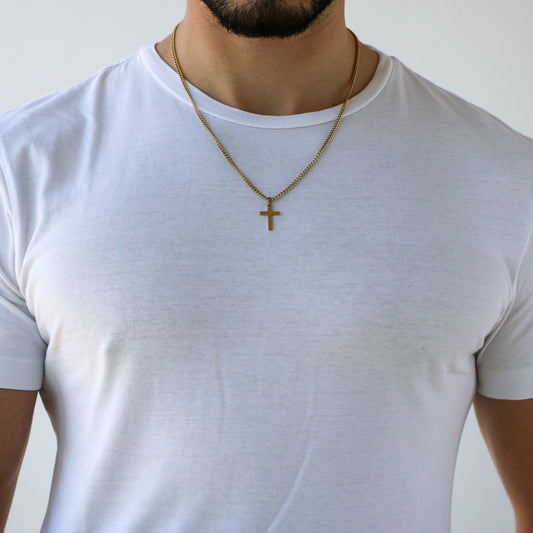 Cadena Clásica con Cruz (Pequeña) GOLD