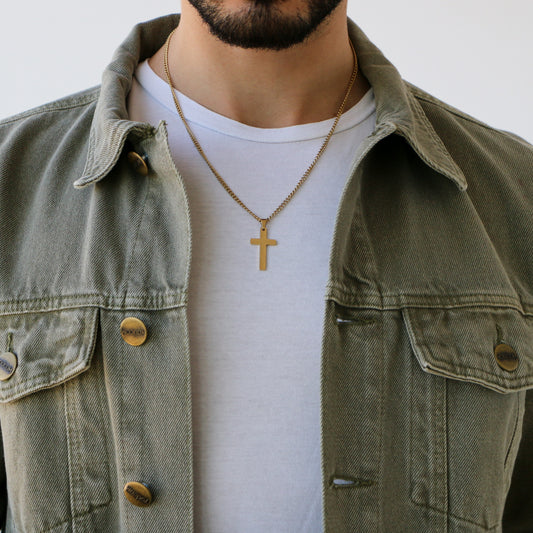 Cadena Clásica con Cruz (Mediana) GOLD