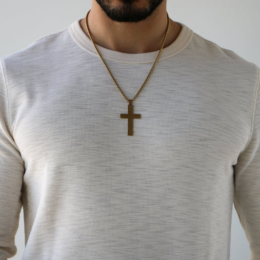 Cadena Box con Cruz (Grande) GOLD