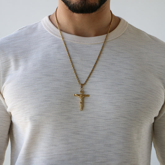 Cadena Rope con Cruz GOLD