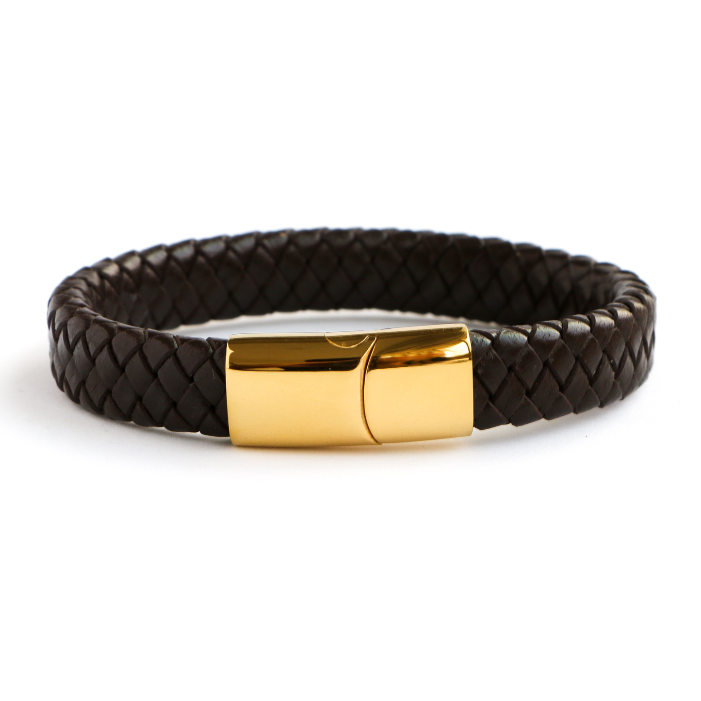 Pulsera de Cuero Clásica GOLD - Cuero Marrón