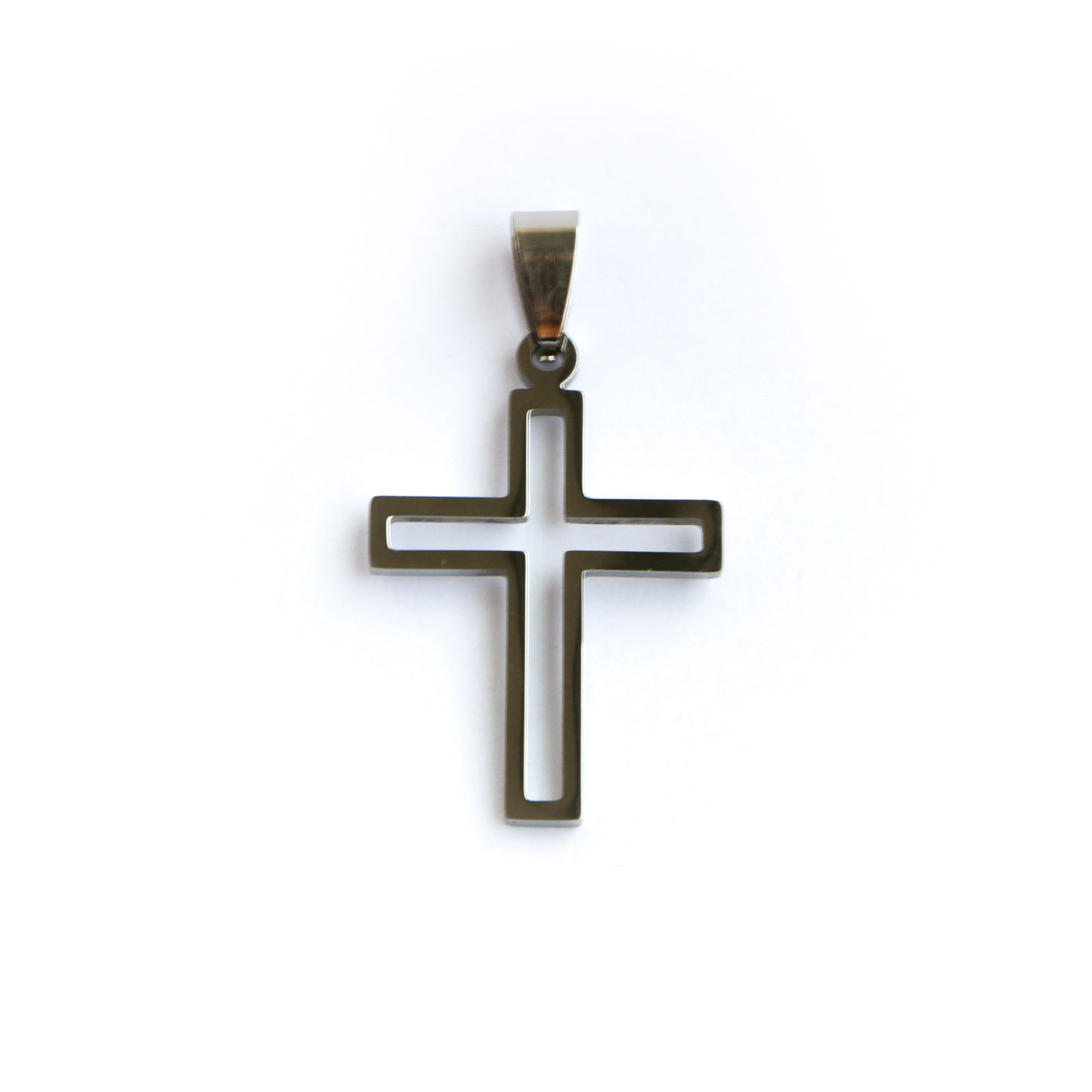 Cadena Clásica con Cruz Outline SILVER