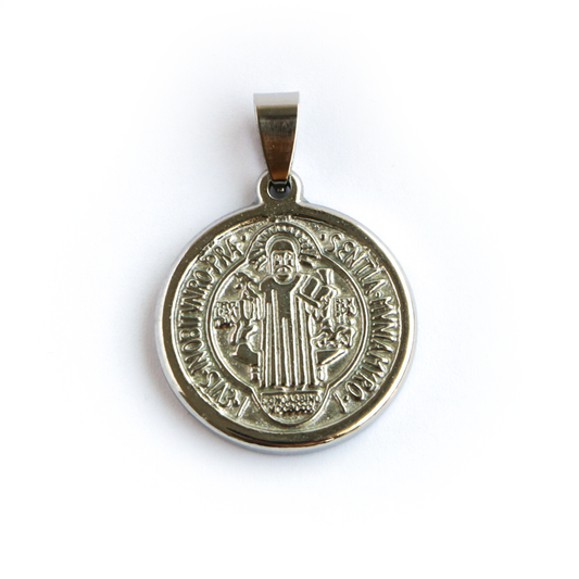 Cadena Box con Medalla de San Benito SILVER