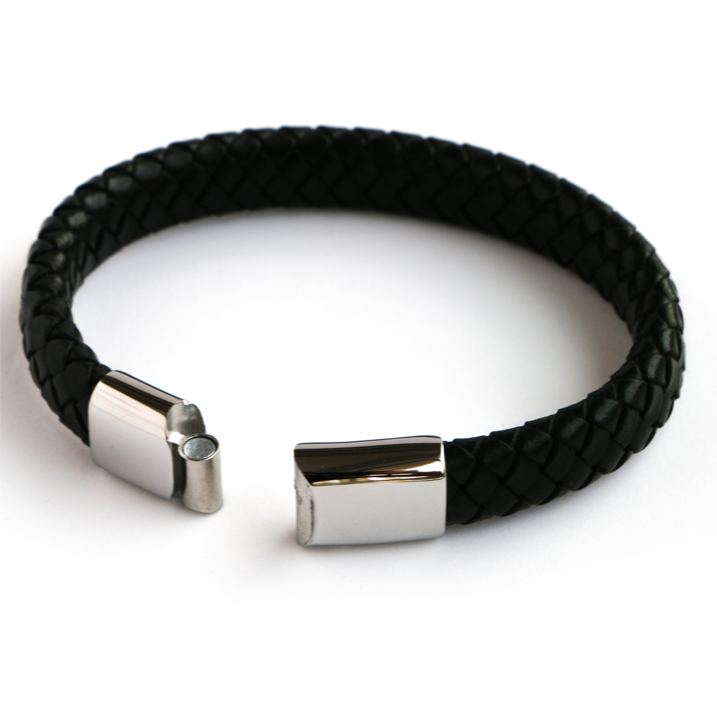 Pulsera de Cuero Clásica SILVER - Cuero Negro