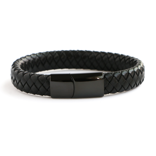 Pulsera de Cuero Clásica BLACK - Cuero Negro