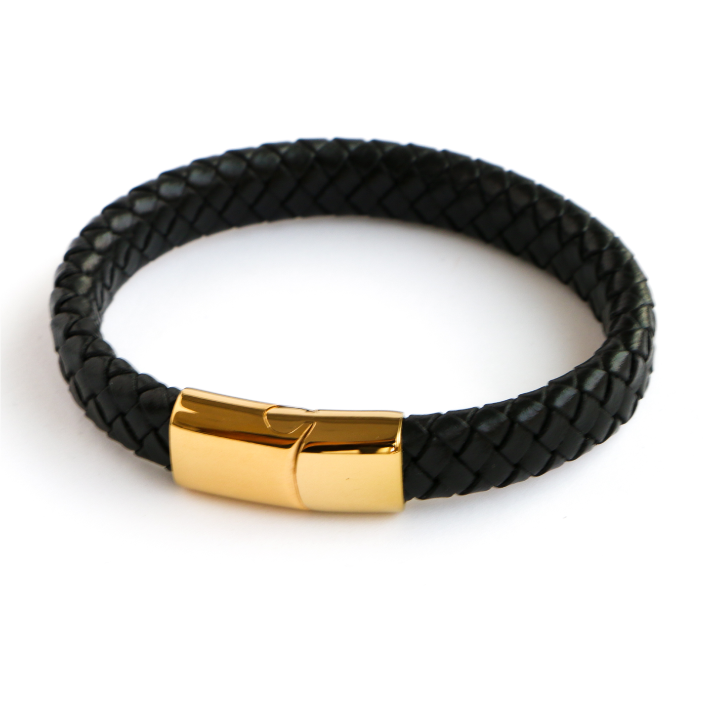 Pulsera de Cuero Clásica GOLD - Cuero Negro