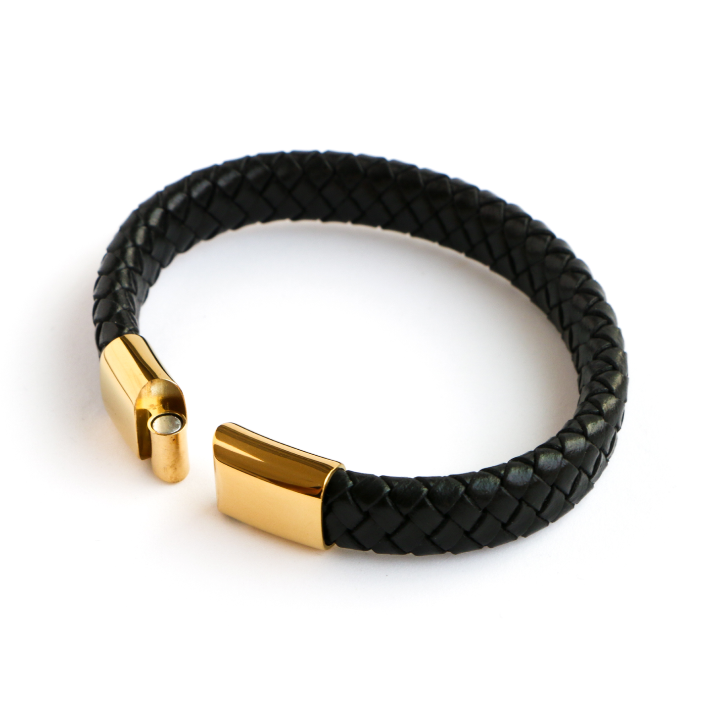 Pulsera de Cuero Clásica GOLD - Cuero Negro