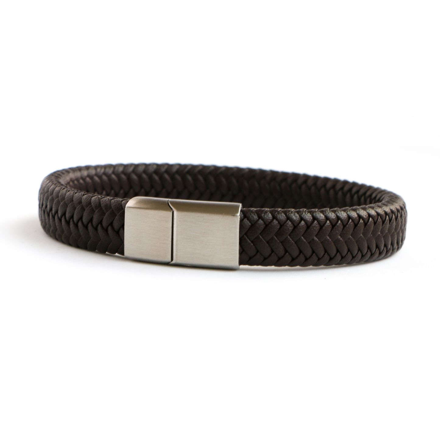 Pulsera de Cuero Clásica SILVER - Cuero Marrón