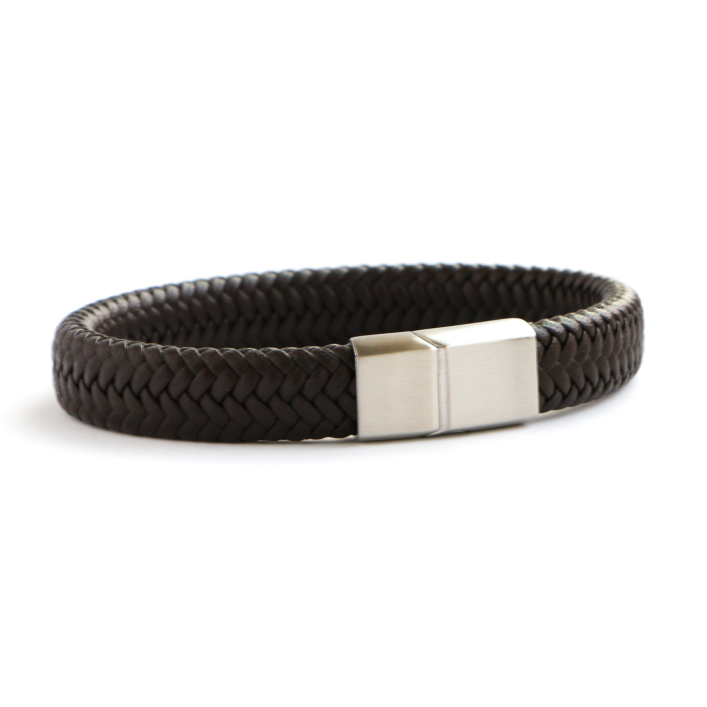 Pulsera de Cuero Clásica SILVER - Cuero Marrón