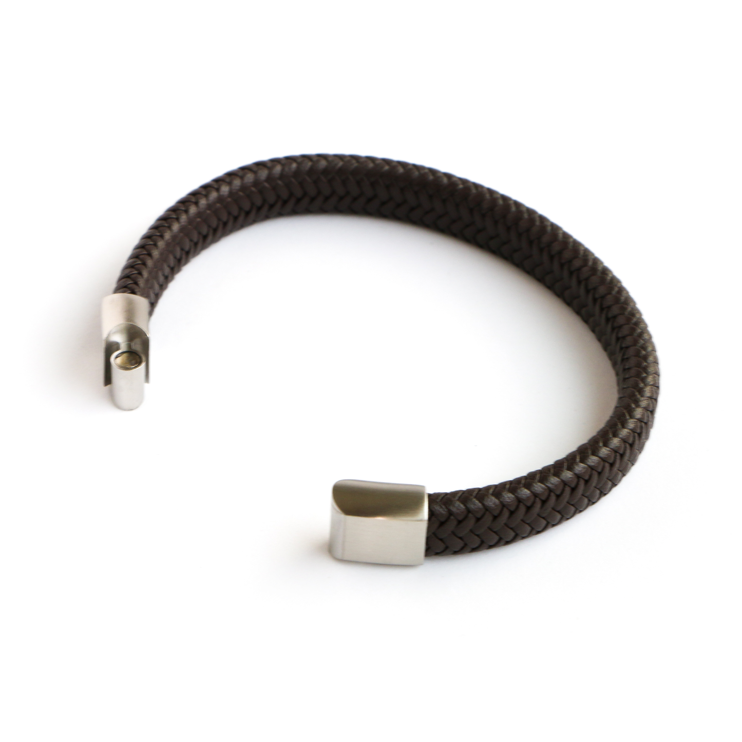 Pulsera de Cuero Clásica SILVER - Cuero Marrón