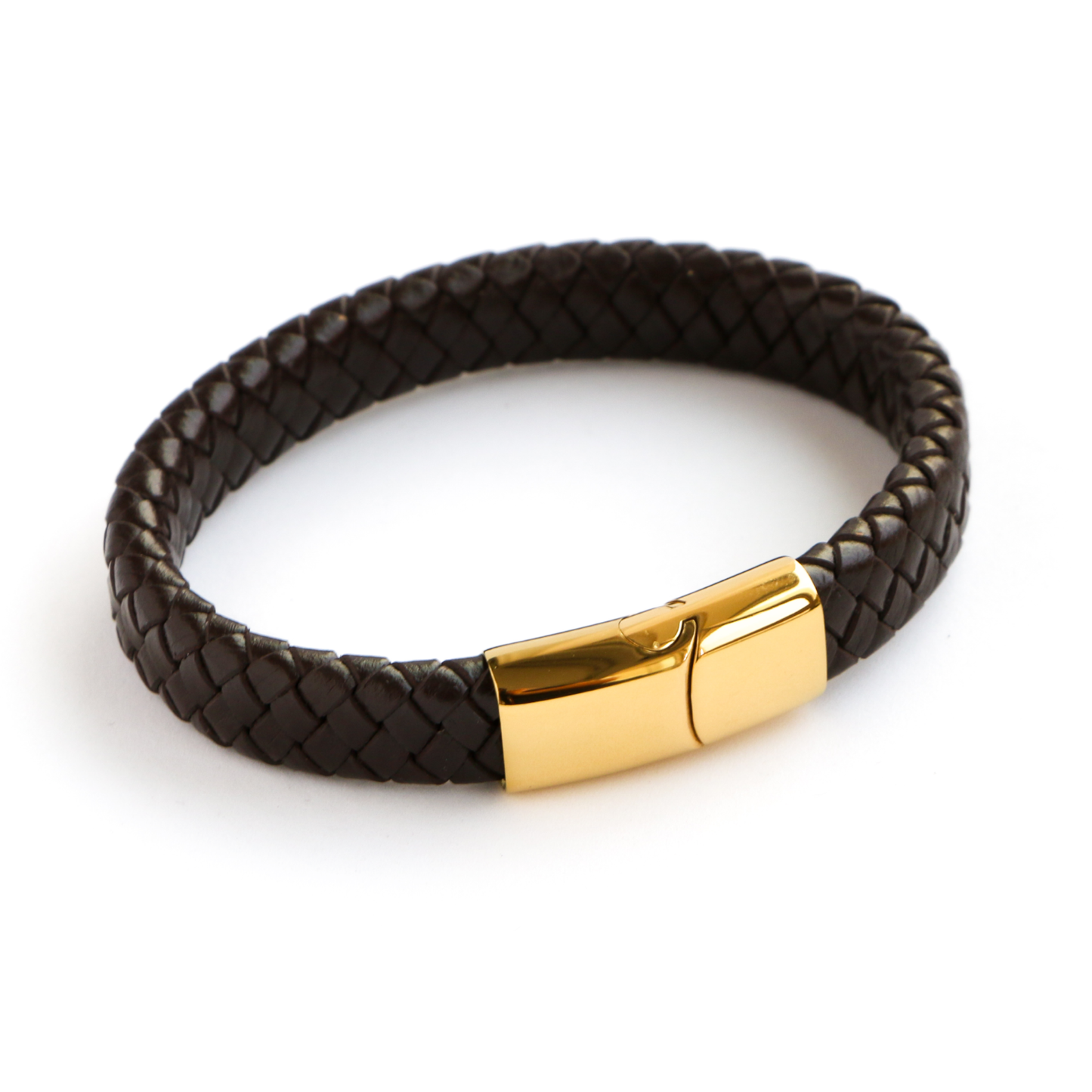 Pulsera de Cuero Clásica GOLD - Cuero Marrón