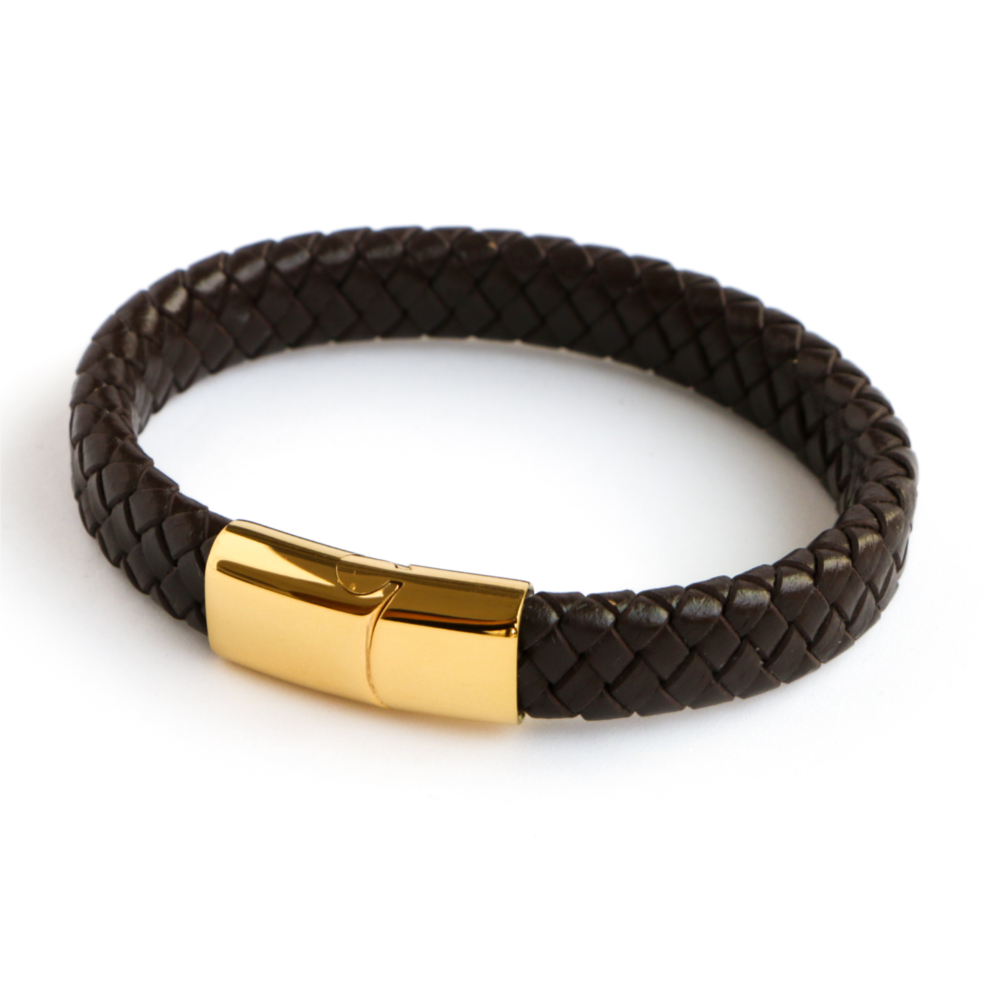 Pulsera de Cuero Clásica GOLD - Cuero Marrón