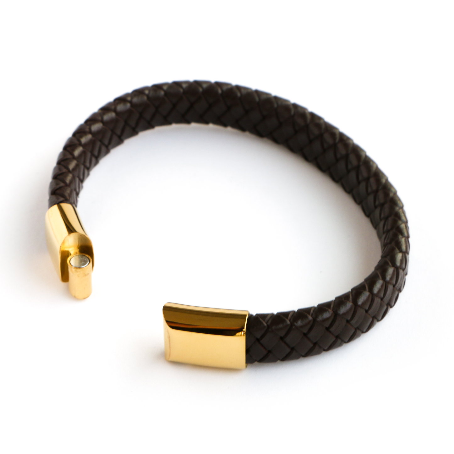 Pulsera de Cuero Clásica GOLD - Cuero Marrón