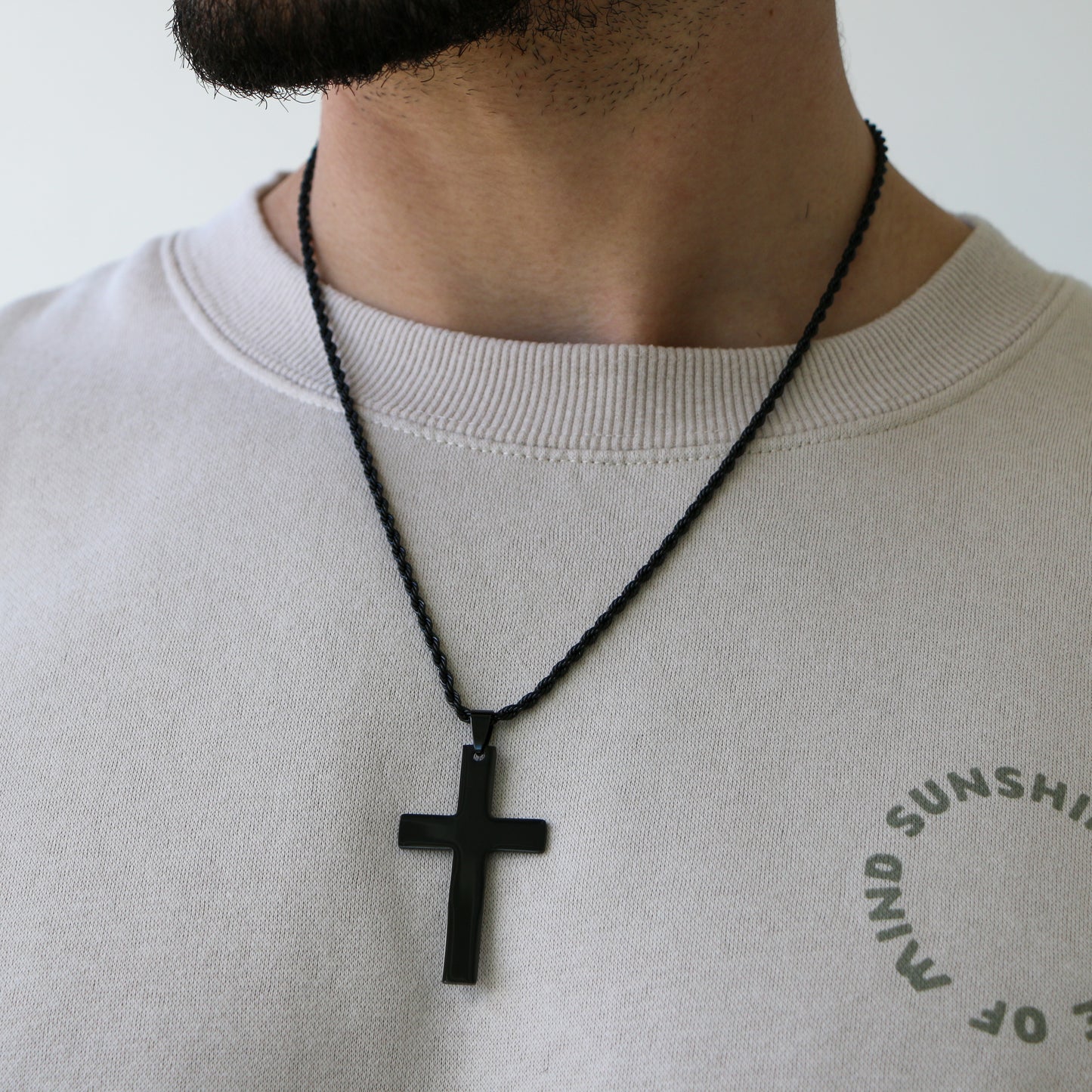 Cadena Rope con Cruz (Grande) BLACK