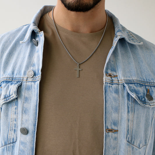 Cadena Box con Cruz (Mediana) SILVER