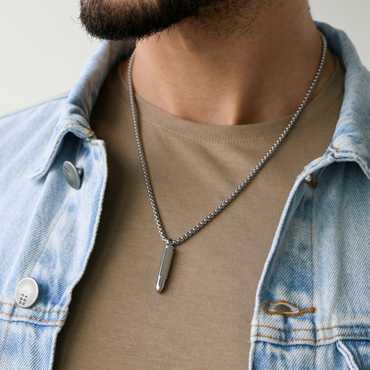 Cadena Box con Dije Bullet SILVER