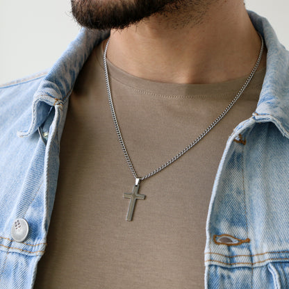 Cadena Clásica con Cruz (Mediana) SILVER