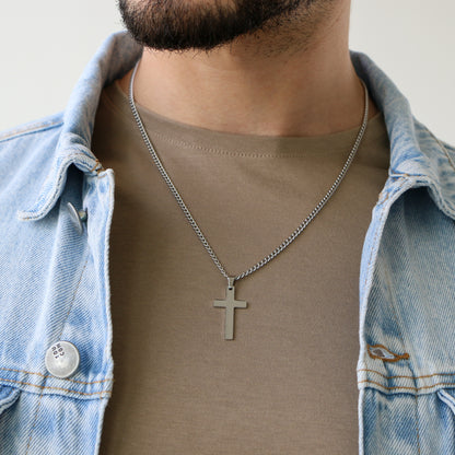 Cadena Clásica con Cruz (Mediana) SILVER