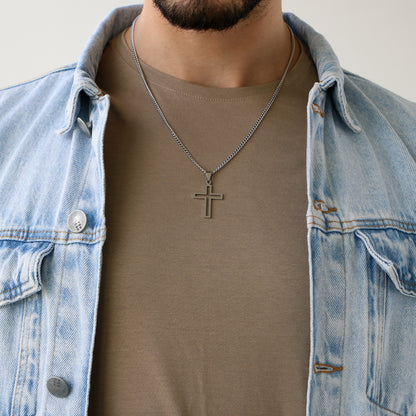 Cadena Clásica con Cruz Outline SILVER
