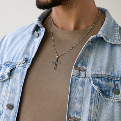 Cadena Clásica con Cruz Outline SILVER