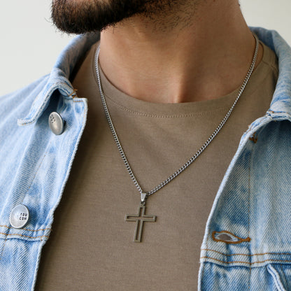 Cadena Clásica con Cruz Outline SILVER