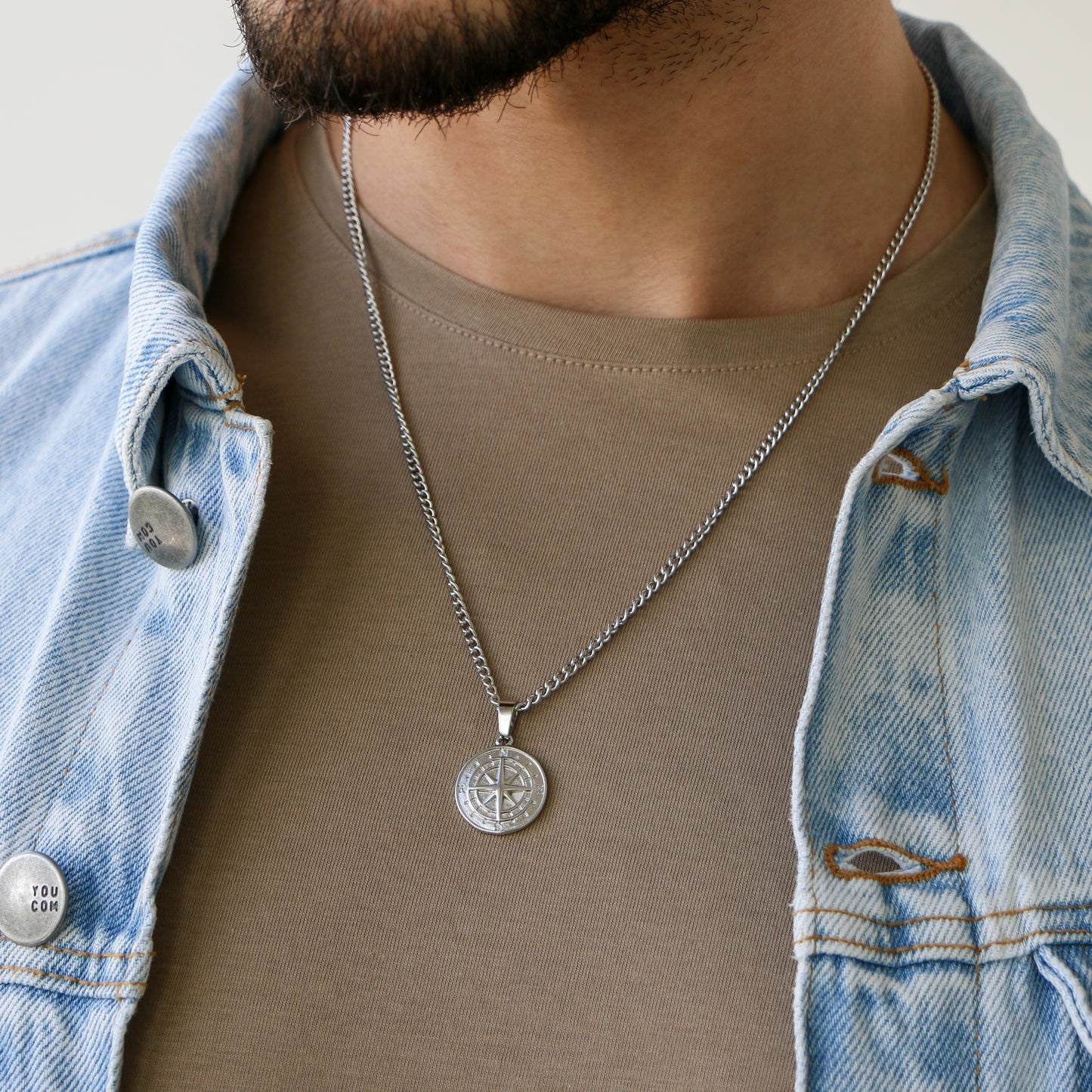 Cadena Clásica con Dije Brújula SILVER