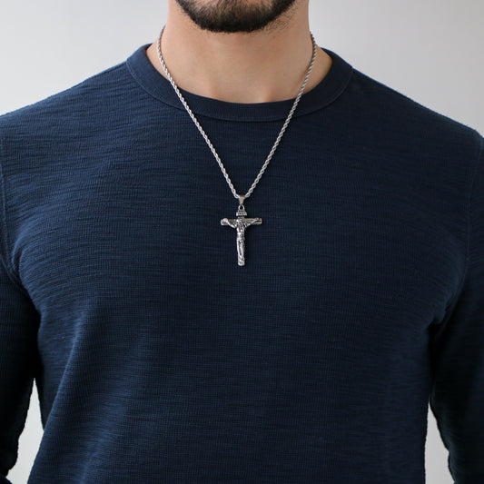 Cadena Rope con Cruz SILVER