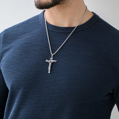 Cadena Rope con Cruz SILVER
