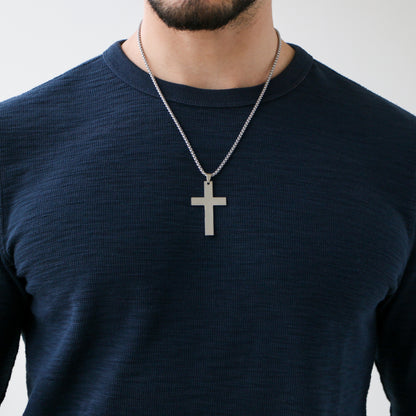 Cadena Box con Cruz (Grande) SILVER
