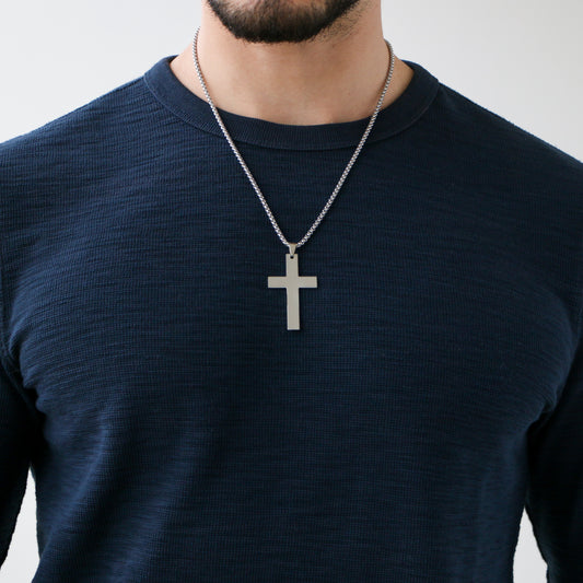 Cadena Box con Cruz (Grande) SILVER