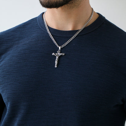 Cadena Cubana 5mm con Cruz SILVER