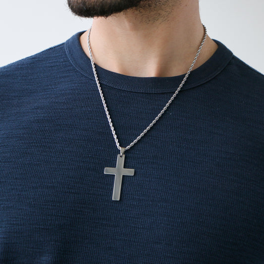 Cadena Rope con Cruz (Grande) SILVER