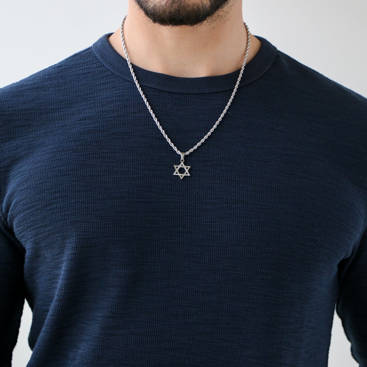 Cadena Rope con Estrella De David SILVER