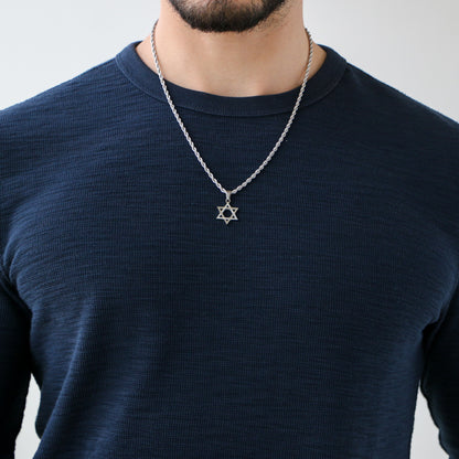 Cadena Rope con Estrella De David SILVER