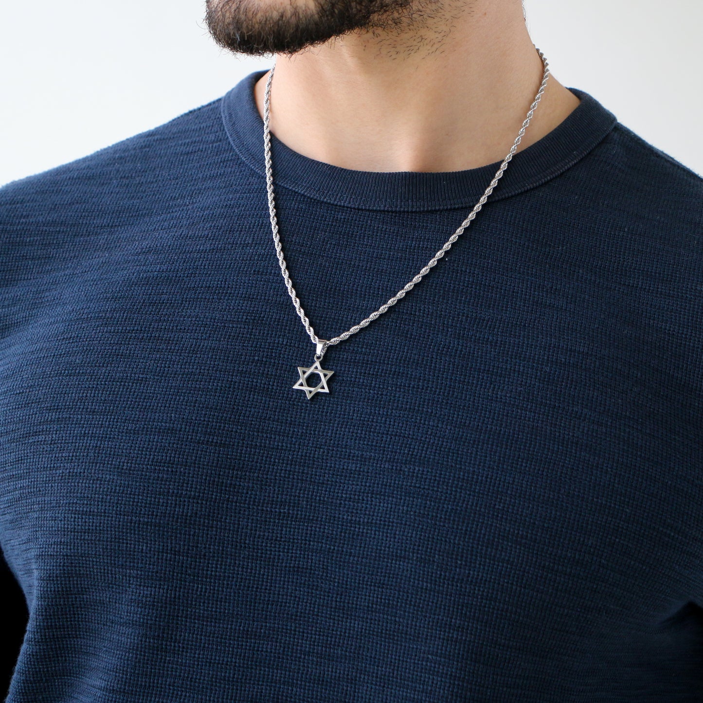 Cadena Rope con Estrella De David SILVER
