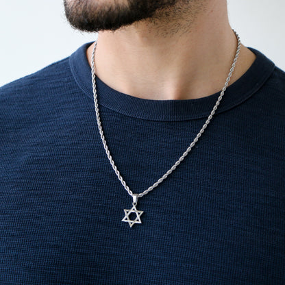 Cadena Rope con Estrella De David SILVER