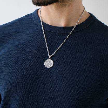 Cadena Rope con Medalla de San Benito SILVER
