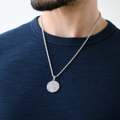 Cadena Rope con Medalla de San Benito SILVER