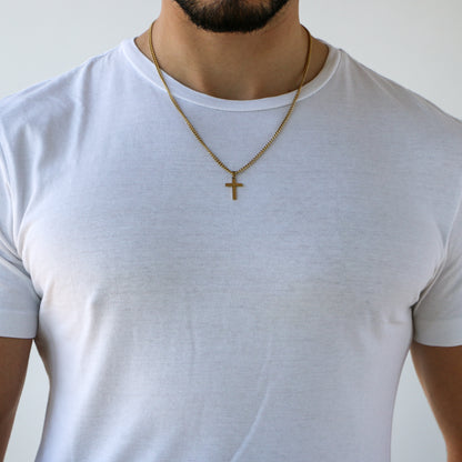 Cadena Clásica con Cruz (Pequeña) GOLD