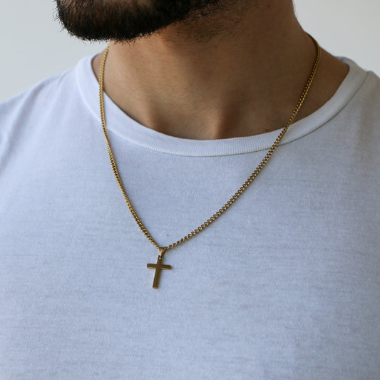 Cadena Clásica con Cruz (Pequeña) GOLD