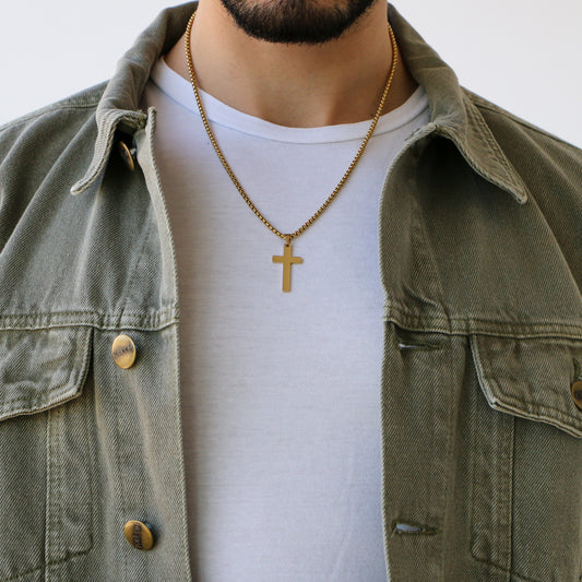 Cadena Box con Cruz (Mediana) GOLD