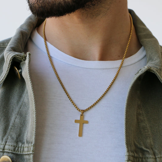 Cadena Box con Cruz (Mediana) GOLD