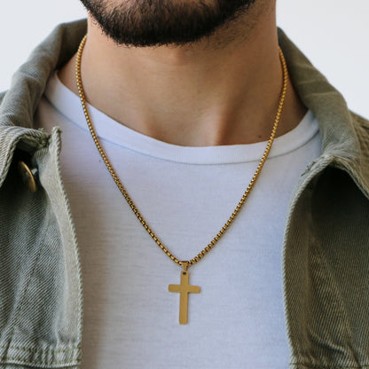 Cadena Box con Cruz (Mediana) GOLD