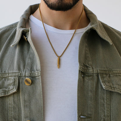 Cadena Box con Dije Bullet GOLD